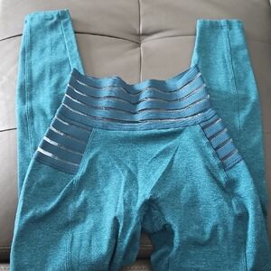 Bombshell Sportswear Teal Leggings with Silver Accents